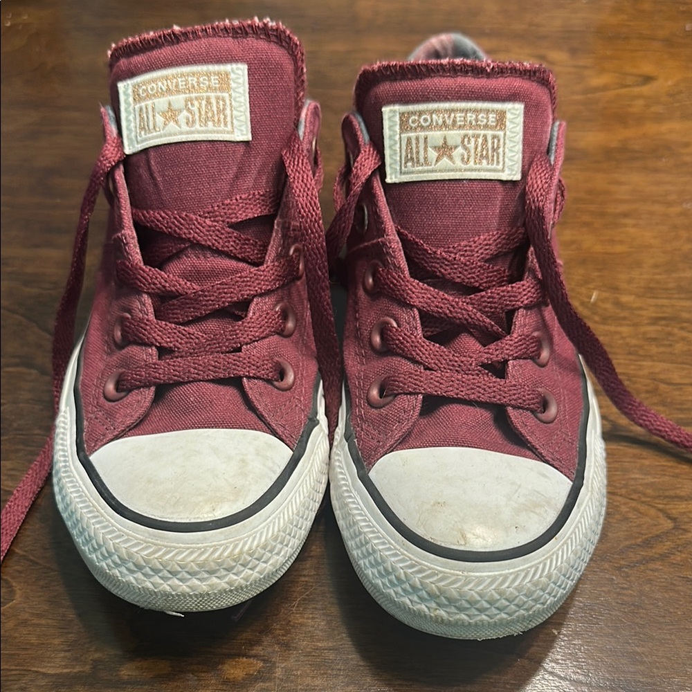Converse Maroon and White Sneakers Classic Low-Top Design